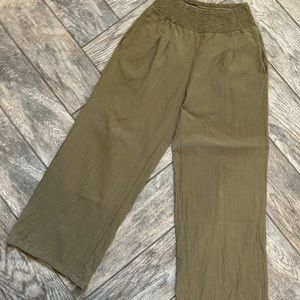 size small linen wide leg pant with elastic waist